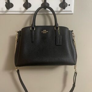 Coach Black Sage Satchel with Gold Accents